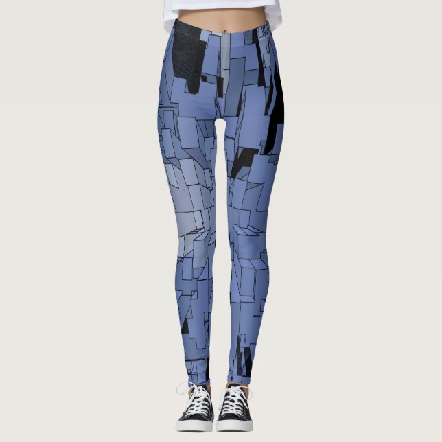 Blaue violette Stadt Leggings (Vorderseite)