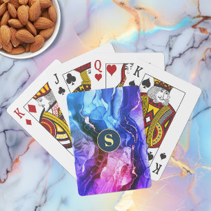 Blaue, violette und rot-violette flüssige Tinte, M Spielkarten