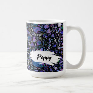 Blaue, violette und schwarze Abstraktion, Pinselst Kaffeetasse