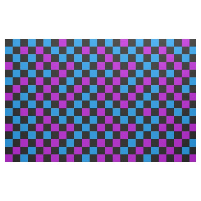 Blaue violette und schwarze karierte Muster  Stoff (Fat Quarter (45,7 x 55,9 cm))