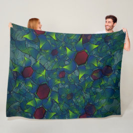 Blaue, virtuelle Blütenblätter, Blätter und rote H Fleecedecke