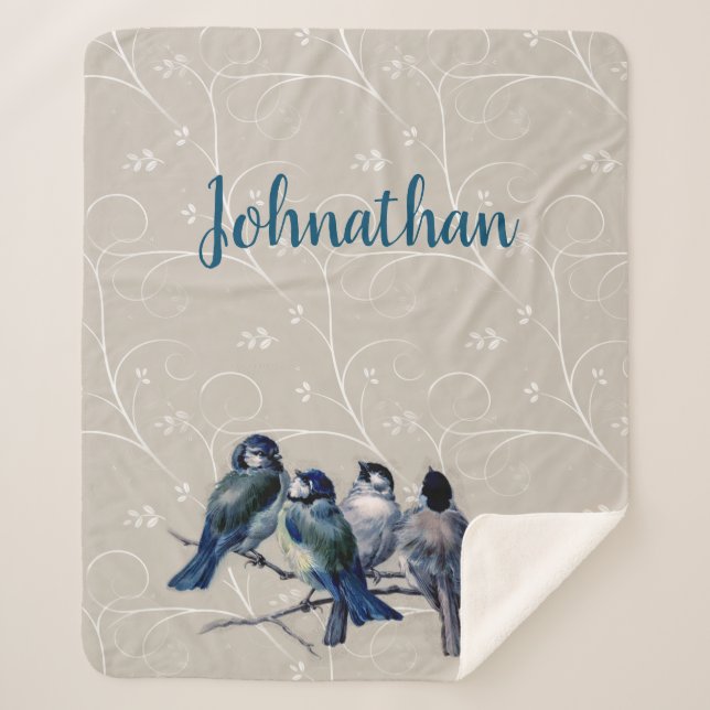 Blaue Vögel auf einer Zweigstelle Sherpadecke (Vorderseite)