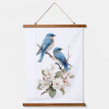 Blaue Vögel auf Kirschblüten