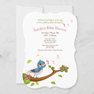Blaue Vogel Baby Shower Einladung