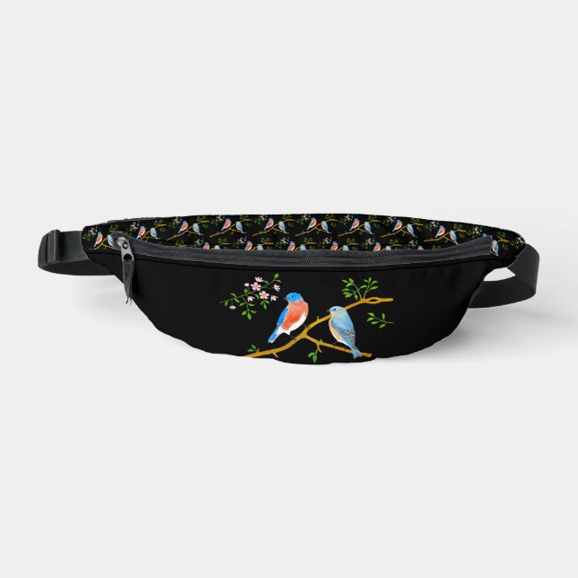 Blaue Vögel Bauchtasche (Vorderseite)