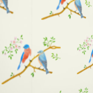 Blaue Vögel Blasses Gelb Tapete