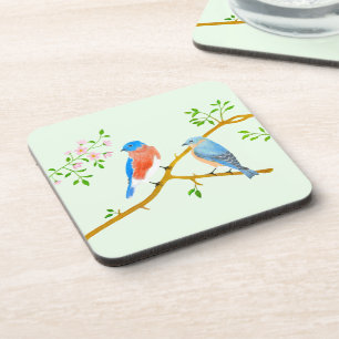Blaue Vögel Blassgrüne Untersetzer