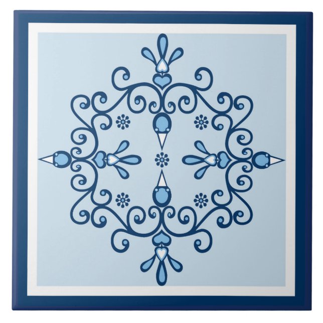Blaue Vögel, blau-weiße Vögel Fliese (Vorderseite)