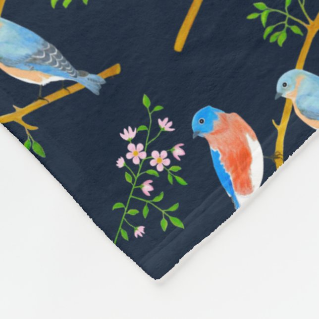 Blaue Vögel Blaue Fleece-Decke Fleecedecke (Ecke)