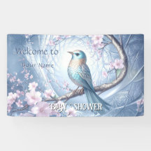 Blaue Vogel-Blumen-Baby-Party