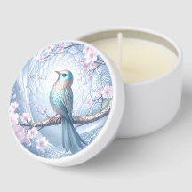 Blaue Vogel-Blumen-Kerzen-Favorit