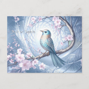 Blaue Vogel-Blumen-Postkarte Postkarte