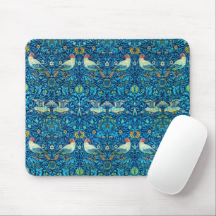 Blaue Vögel botanisch vintage William Morris Mousepad
