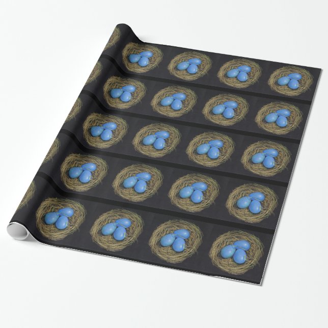 Blaue Vogel-Eier, Nest: Ursprüngliche Geschenkpapier (Ungerollt)