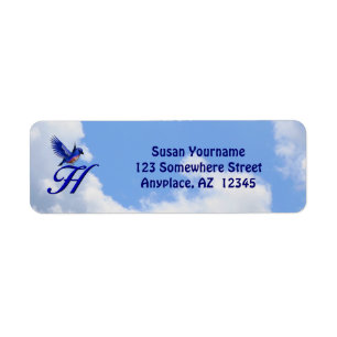 Blaue-Vogel Elegante Monogramm-Initiale H Rücksend