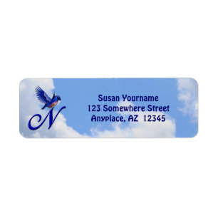 Blaue Vogel Elegante Monogramm-Initiale N Rücksend