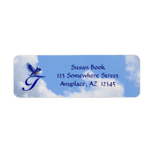 Blaue-Vogel Elegantes Monogramm Anfangs T Adresse