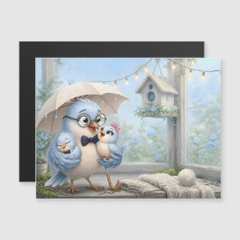Blaue Vogel-Familie Magnetkarte – Vater Vogel Nied