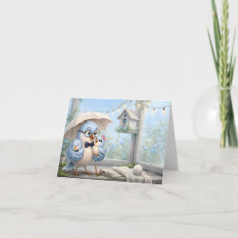 Blaue Vogel-Familien-Falt-Dankeskarten – Vater Dankeskarte