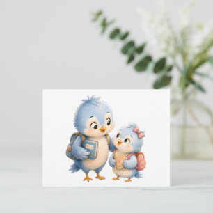 Blaue Vogel-Familien-Freundschaftspostkarte Postkarte