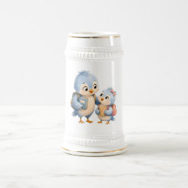 Blaue Vogel-Geschwister-Bierkrug-Tasse Bierglas