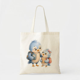 Blaue Vogel-Geschwister Canvas Shopper Tragetasche