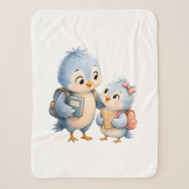 Blaue Vogel-Geschwister Cozy Sherpa-Decke Sherpadecke
