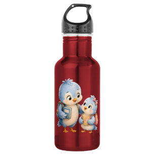Blaue Vogel-Geschwister Edelstahlflasche