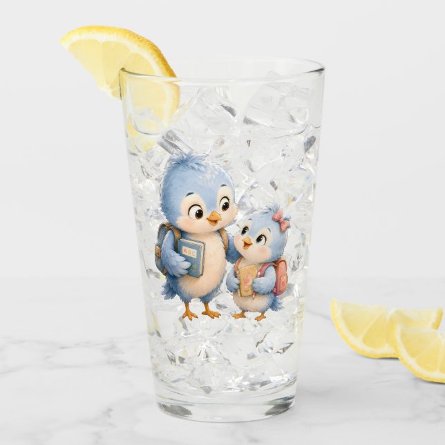 Blaue Vogel-Geschwister-Glas-Tasse Glas (Vorderseite Ice)
