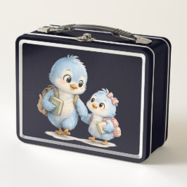 Blaue Vogel-Geschwister-Lunchbox Metall Brotdose