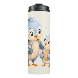 Blaue Vogel-Geschwister-Thermal-Tumbler Thermosbecher