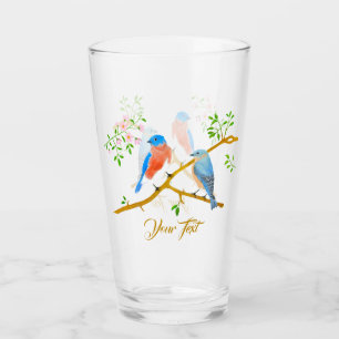 Blaue Vögel Glas