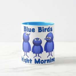 Blaue Vögel, helle Morgens Tasse