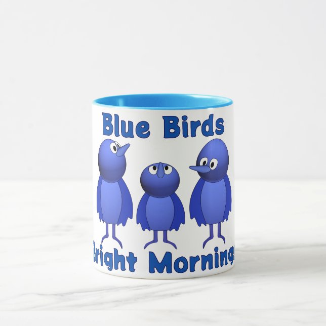Blaue Vögel, helle Morgens Tasse (Zentrum)