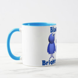 Blaue Vögel, helle Morgens Tasse