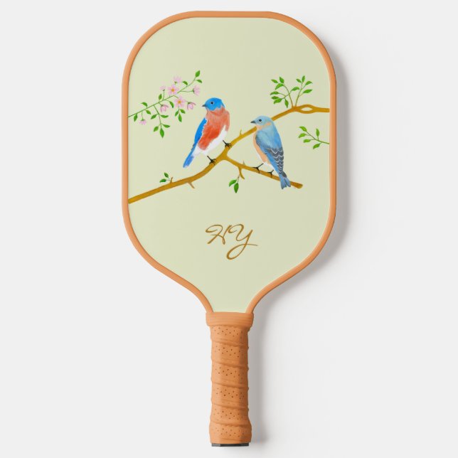 Blaue Vögel Hellgrüne Pickleball-Schläger Pickleball Schläger (Vorderseite)