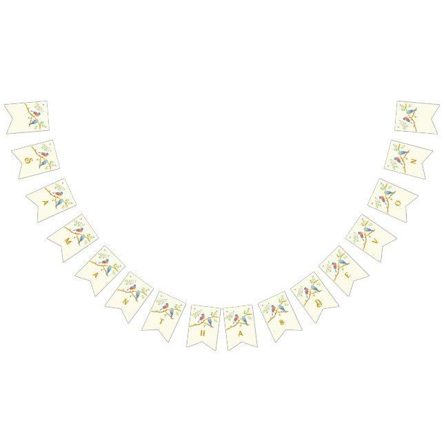 Blaue Vögel Hochzeitsfähnchen Bunting Flaggen (Alle)