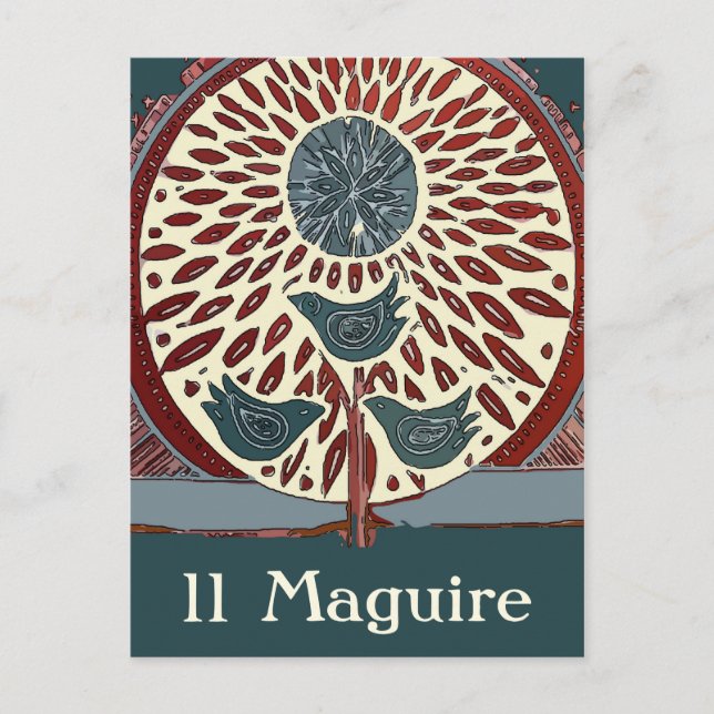 Blaue Vögel im Baum Abstrakt 11 Maguire Postkarte (Vorderseite)