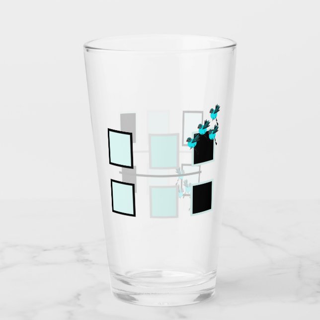 Blaue Vögel im Flug Glas (Vorderseite)