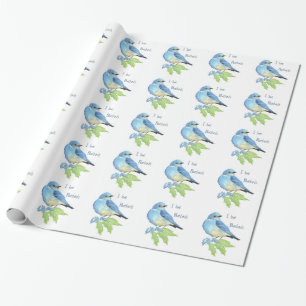 Blaue Vögel im Wasser Geschenkpapier