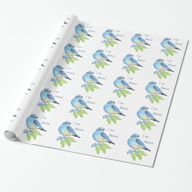 Blaue Vögel im Wasser Geschenkpapier (Ungerollt)