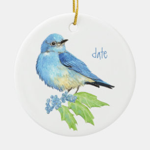 Blaue Vögel im Wasser Keramikornament