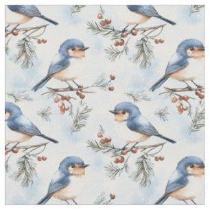 Blaue Vögel in Branchen Stoff