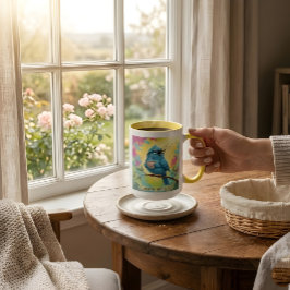 Blaue Vogel-Kaffeetasse Zitat Tasse