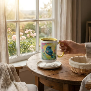 Blaue Vogel-Kaffeetasse Zitat Tasse
