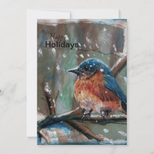 Blaue Vogel Liebenswerte Kleine Weihnachtskarte Feiertagskarte