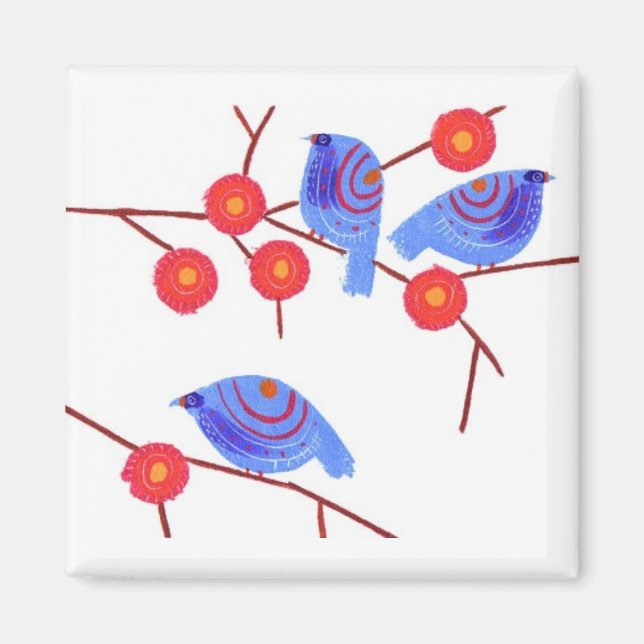 Blaue Vögel Magnet (Vorne)