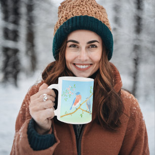 Blaue Vögel Mattglastasse