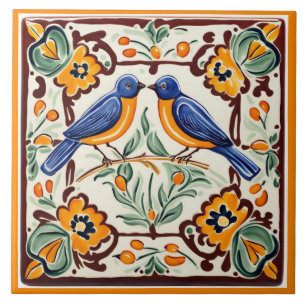 Blaue Vögel Mittelmeer BlaueVogel Volkskunst Flora Fliese