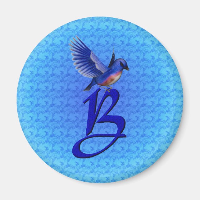 Blaue-Vogel-Monogramm Anfangsbuchstabe B Magnet (Vorne)
